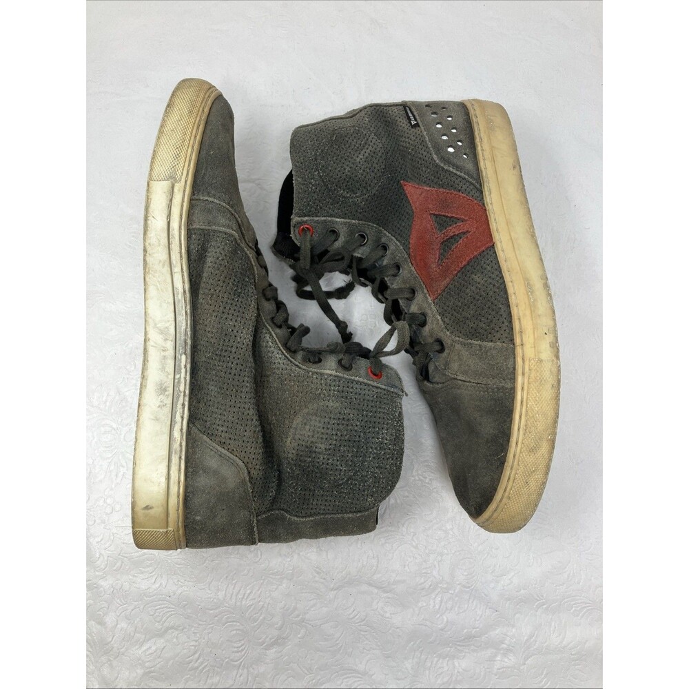 Dainese High Top Motorcycle Shoes Lace Up Gray Red Mens 10 EU 43 Moto